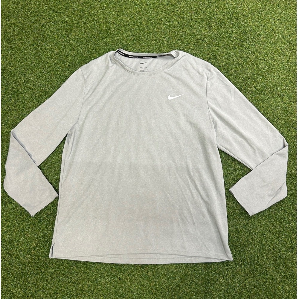 Nike Running Dri-FIT Gray Long Sleeve Performance Shirt Mens Large